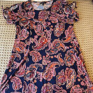 Relativity Navy Patterned Dress, Size XL